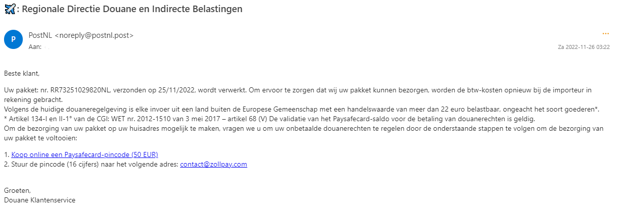 Phishing mail 291122